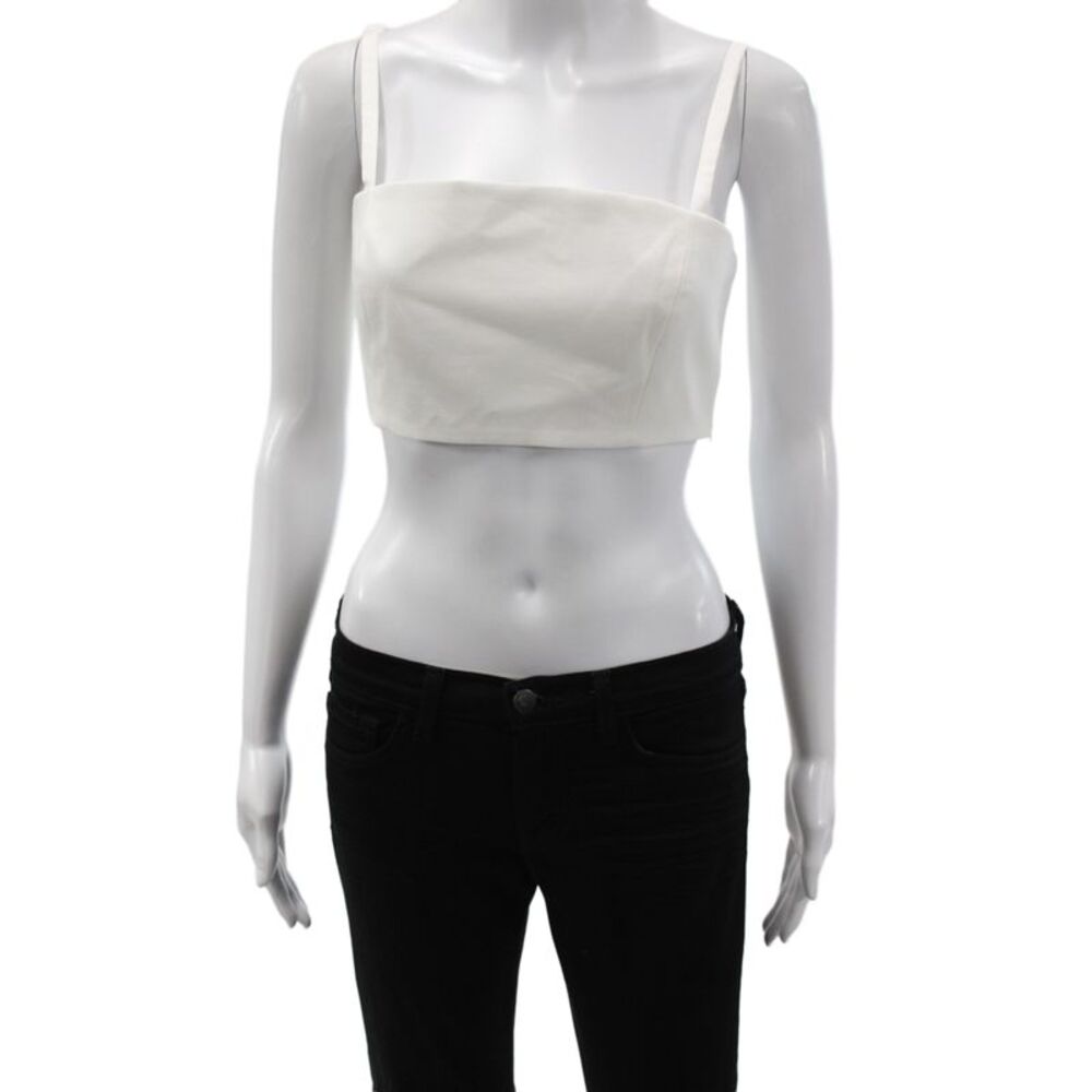 Sara Roka Womens Square Neck Cotton Camisole Sleeveless White Zip Size 40